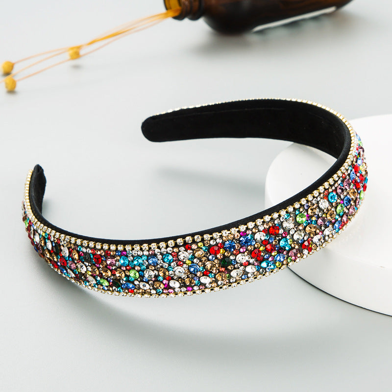 Wholesale Trendy Colorful Full Diamond Anti Slip Simple Headband